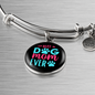Best Dog Mom Ever Pink Blue Bracelet Stainless Steel or 18k Gold Circle Bangle-Express Your Love Gifts