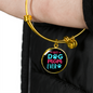 Best Dog Mom Ever Pink Blue Bracelet Stainless Steel or 18k Gold Circle Bangle-Express Your Love Gifts