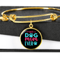 Best Dog Mom Ever Pink Blue Bracelet Stainless Steel or 18k Gold Circle Bangle-Express Your Love Gifts
