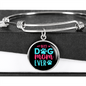 Best Dog Mom Ever Pink Blue Bracelet Stainless Steel or 18k Gold Circle Bangle-Express Your Love Gifts