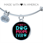 Best Dog Mom Ever Pink Blue Bracelet Stainless Steel or 18k Gold Circle Bangle-Express Your Love Gifts