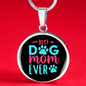Best Dog Mom Ever Pink Blue Circle Necklace Stainless Steel or 18k Gold 18-22"-Express Your Love Gifts