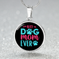 Best Dog Mom Ever Pink Blue Circle Necklace Stainless Steel or 18k Gold 18-22"-Express Your Love Gifts