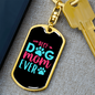 Best Dog Mom Ever Pink Blue Keychain Stainless Steel or 18k Gold Dog Tag Keyring-Express Your Love Gifts