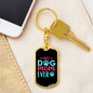 Best Dog Mom Ever Pink Blue Keychain Stainless Steel or 18k Gold Dog Tag Keyring-Express Your Love Gifts