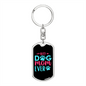 Best Dog Mom Ever Pink Blue Keychain Stainless Steel or 18k Gold Dog Tag Keyring-Express Your Love Gifts