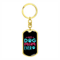 Best Dog Mom Ever Pink Blue Keychain Stainless Steel or 18k Gold Dog Tag Keyring-Express Your Love Gifts