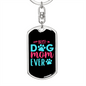 Best Dog Mom Ever Pink Blue Keychain Stainless Steel or 18k Gold Dog Tag Keyring-Express Your Love Gifts
