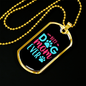 Best Dog Mom Ever Pink Blue Necklace Stainless Steel or 18k Gold Dog Tag 24" Chain-Express Your Love Gifts