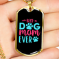 Best Dog Mom Ever Pink Blue Necklace Stainless Steel or 18k Gold Dog Tag 24" Chain-Express Your Love Gifts