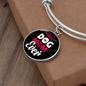 Best Dog Mom Ever Pink White Bracelet Stainless Steel or 18k Gold Circle Bangle-Express Your Love Gifts