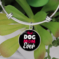 Best Dog Mom Ever Pink White Bracelet Stainless Steel or 18k Gold Circle Bangle-Express Your Love Gifts