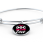 Best Dog Mom Ever Pink White Bracelet Stainless Steel or 18k Gold Circle Bangle-Express Your Love Gifts