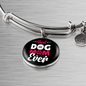 Best Dog Mom Ever Pink White Bracelet Stainless Steel or 18k Gold Circle Bangle-Express Your Love Gifts