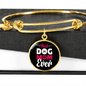 Best Dog Mom Ever Pink White Bracelet Stainless Steel or 18k Gold Circle Bangle-Express Your Love Gifts