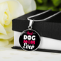 Best Dog Mom Ever Pink White Circle Necklace Stainless Steel or 18k Gold 18-22"-Express Your Love Gifts