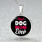 Best Dog Mom Ever Pink White Circle Necklace Stainless Steel or 18k Gold 18-22"-Express Your Love Gifts