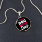 Best Dog Mom Ever Pink White Circle Necklace Stainless Steel or 18k Gold 18-22"-Express Your Love Gifts
