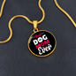 Best Dog Mom Ever Pink White Circle Necklace Stainless Steel or 18k Gold 18-22"-Express Your Love Gifts