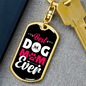 Best Dog Mom Ever Pink White Keychain Stainless Steel or 18k Gold Dog Tag Keyring-Express Your Love Gifts