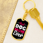 Best Dog Mom Ever Pink White Keychain Stainless Steel or 18k Gold Dog Tag Keyring-Express Your Love Gifts