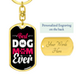 Best Dog Mom Ever Pink White Keychain Stainless Steel or 18k Gold Dog Tag Keyring-Express Your Love Gifts