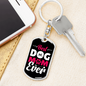 Best Dog Mom Ever Pink White Keychain Stainless Steel or 18k Gold Dog Tag Keyring-Express Your Love Gifts