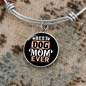 Best Dog Mom Ever Red White Bracelet Stainless Steel or 18k Gold Circle Bangle-Express Your Love Gifts