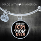 Best Dog Mom Ever Red White Bracelet Stainless Steel or 18k Gold Circle Bangle-Express Your Love Gifts