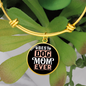 Best Dog Mom Ever Red White Bracelet Stainless Steel or 18k Gold Circle Bangle-Express Your Love Gifts