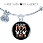 Best Dog Mom Ever Red White Bracelet Stainless Steel or 18k Gold Circle Bangle-Express Your Love Gifts