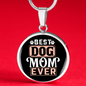 Best Dog Mom Ever Red White Circle Necklace Stainless Steel or 18k Gold 18-22"-Express Your Love Gifts