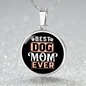 Best Dog Mom Ever Red White Circle Necklace Stainless Steel or 18k Gold 18-22"-Express Your Love Gifts