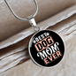 Best Dog Mom Ever Red White Circle Necklace Stainless Steel or 18k Gold 18-22"-Express Your Love Gifts