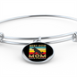 Best Dog Mom Ever Retro Dog Bracelet Stainless Steel or 18k Gold Circle Bangle-Express Your Love Gifts