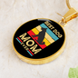 Best Dog Mom Ever Retro Dog Circle Necklace Stainless Steel or 18k Gold 18-22"-Express Your Love Gifts