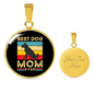Best Dog Mom Ever Retro Dog Circle Necklace Stainless Steel or 18k Gold 18-22"-Express Your Love Gifts