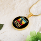 Best Dog Mom Ever Retro Dog Circle Necklace Stainless Steel or 18k Gold 18-22"-Express Your Love Gifts