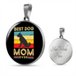Best Dog Mom Ever Retro Dog Circle Necklace Stainless Steel or 18k Gold 18-22"-Express Your Love Gifts