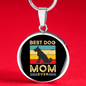 Best Dog Mom Ever Retro Dog Circle Necklace Stainless Steel or 18k Gold 18-22"-Express Your Love Gifts