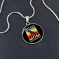 Best Dog Mom Ever Retro Dog Circle Necklace Stainless Steel or 18k Gold 18-22"-Express Your Love Gifts