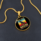 Best Dog Mom Ever Retro Dog Circle Necklace Stainless Steel or 18k Gold 18-22"-Express Your Love Gifts