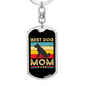 Best Dog Mom Ever Retro Dog Keychain Stainless Steel or 18k Gold Dog Tag Keyring-Express Your Love Gifts