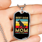 Best Dog Mom Ever Retro Dog Necklace Stainless Steel or 18k Gold Dog Tag 24" Chain-Express Your Love Gifts