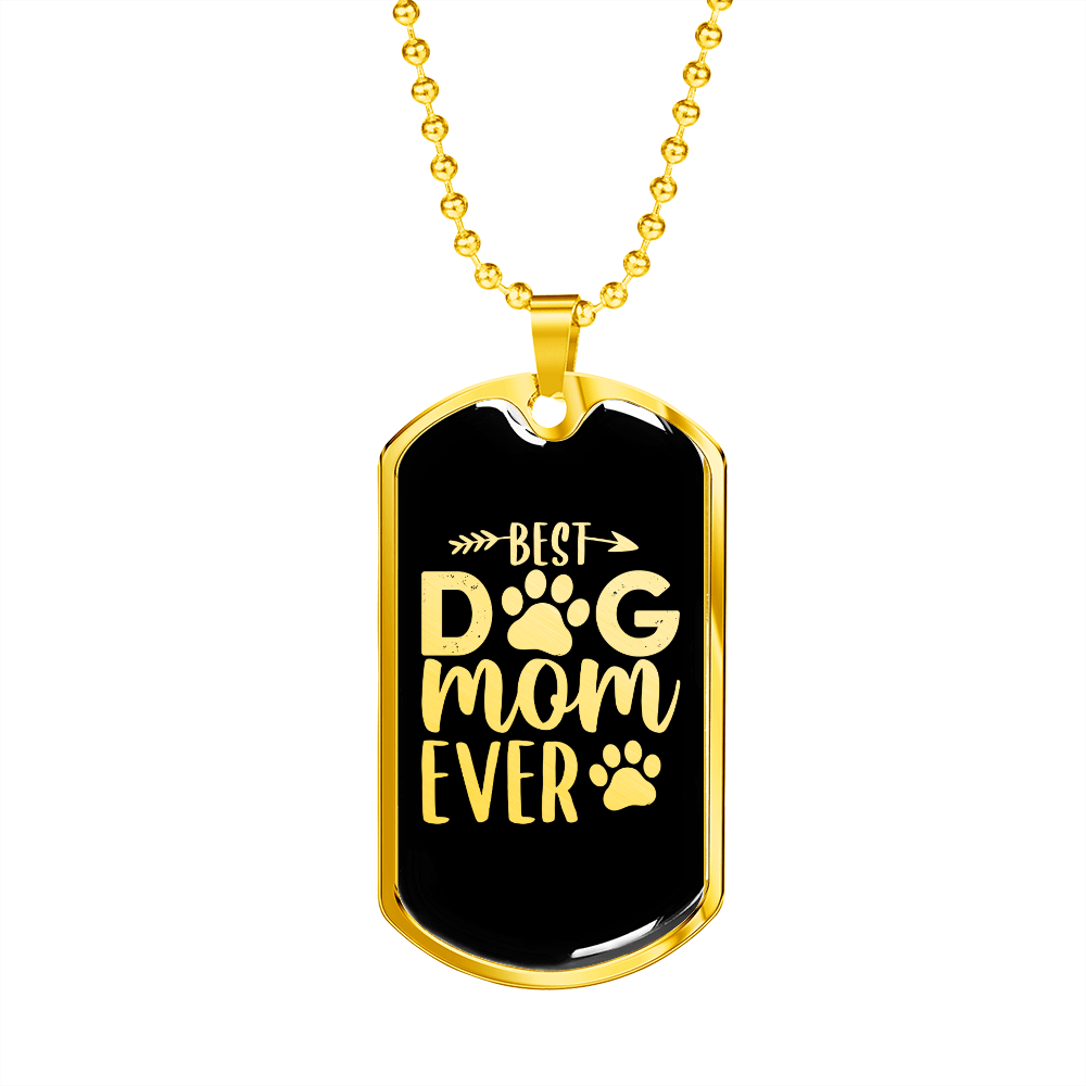 Best Dog Mom Ever Transparent Necklace Stainless Steel or 18k Gold Dog Tag 24" Chain-Express Your Love Gifts