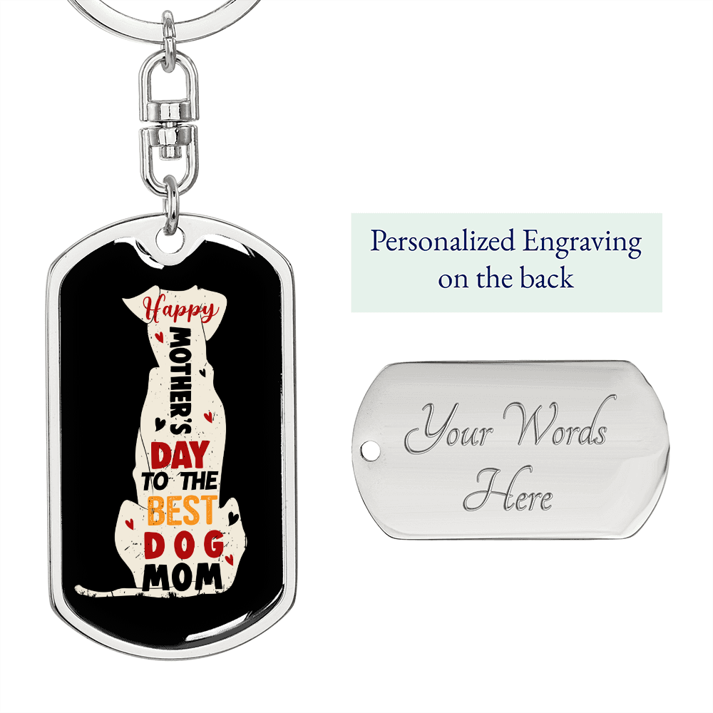 Best Dog Mom Keychain Stainless Steel or 18k Gold Dog Tag Keyring-Express Your Love Gifts