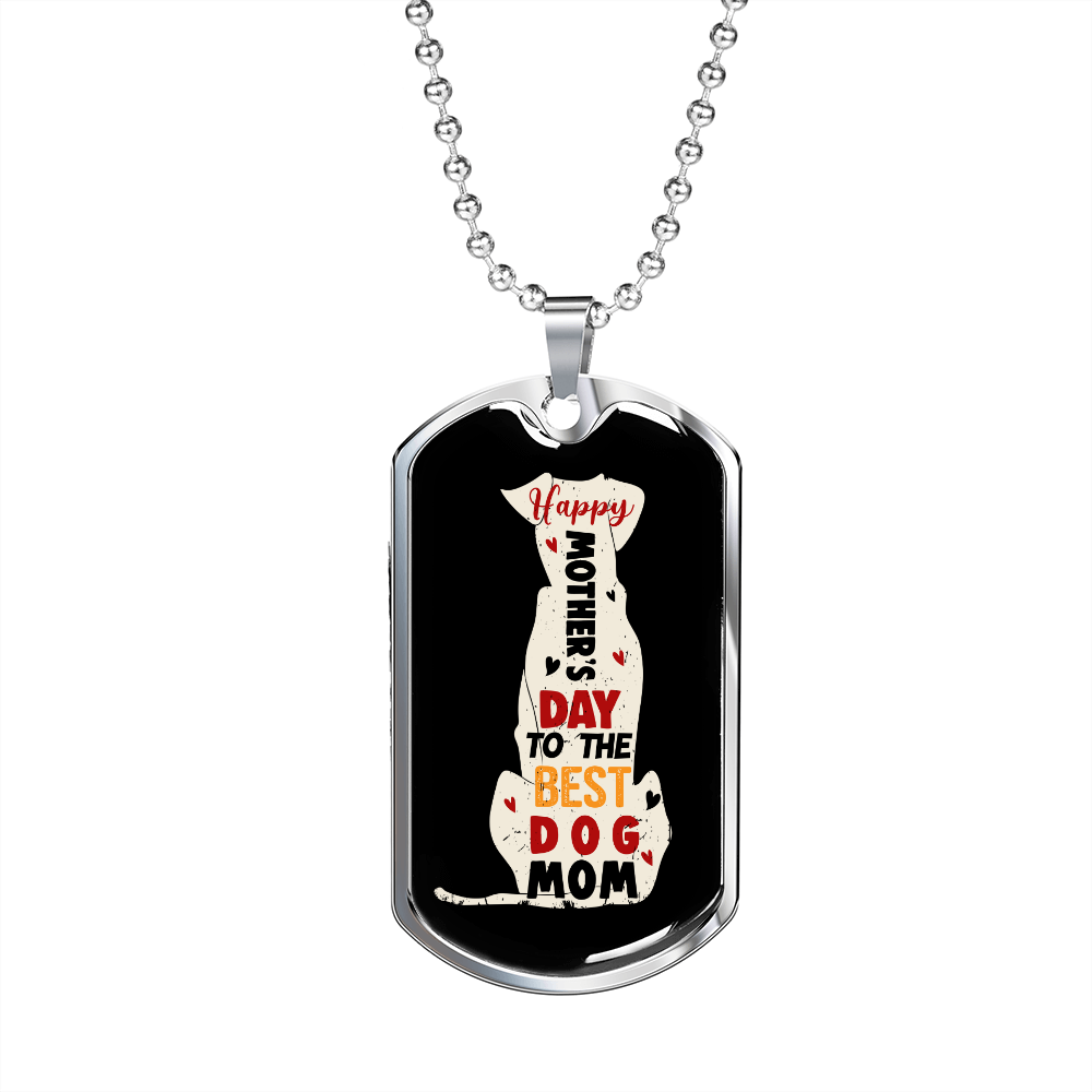 Best Dog Mom Necklace Stainless Steel or 18k Gold Dog Tag 24" Chain-Express Your Love Gifts