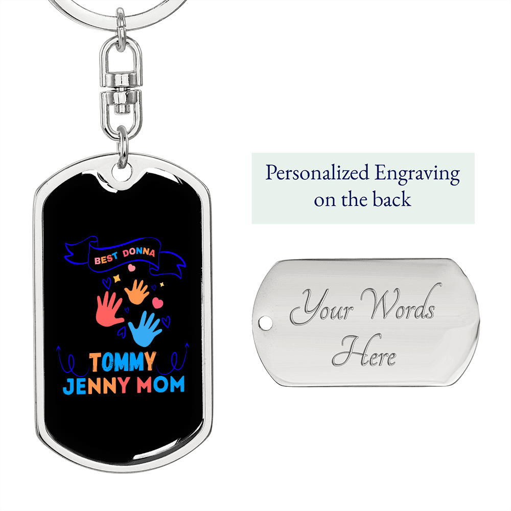 Best Donna Mom Keychain Stainless Steel or 18k Gold Dog Tag Keyring-Express Your Love Gifts