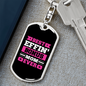 Best Effin' Bonus Mom Ever Pink White Keychain Stainless Steel or 18k Gold Dog Tag Keyring-Express Your Love Gifts
