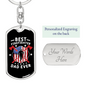 Best Firefighter Dad Ever Keychain Stainless Steel or 18k Gold Dog Tag Keyring-Express Your Love Gifts